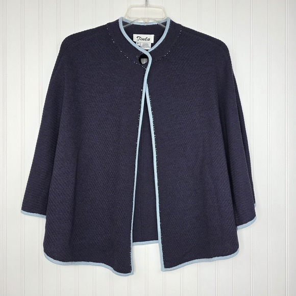 Toula Sleek Knit One Hook Open Cape Sweater Tunic Sz 8 NWT - Picture 8 of 8